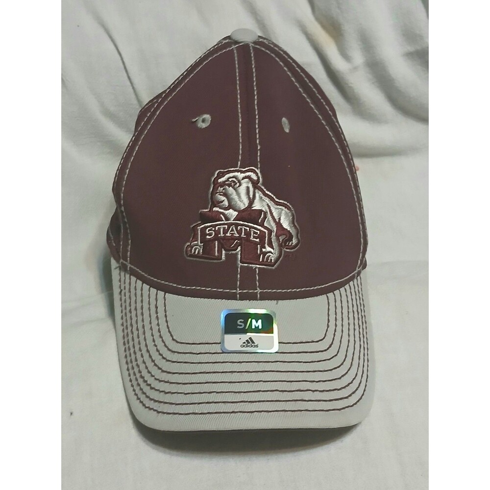 Mississippi State Bulldogs Adidas Strapback Hat S/M Maroon Gray Bully Logo SEC